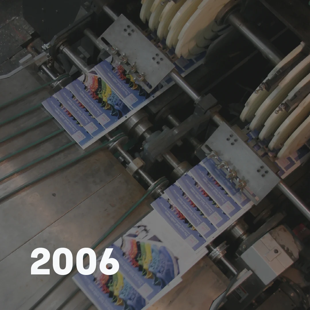 Overhead image of an offset press 