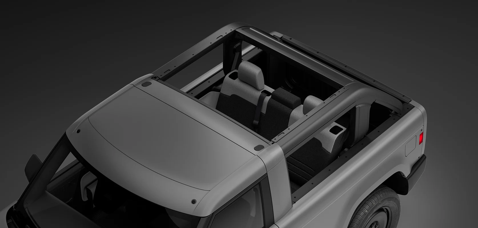 Overhead view of gray Slate Truck with Open Air Kit 