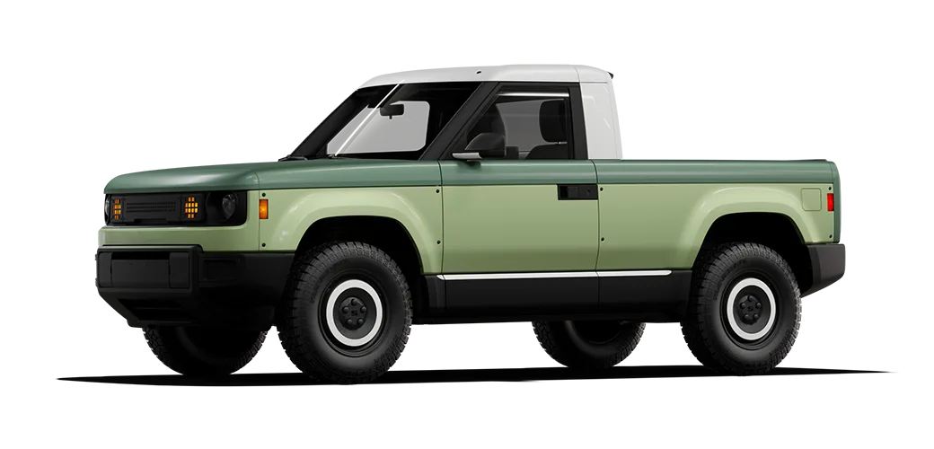 Slate Truck with two-tone green wrap and white contrasting roof.