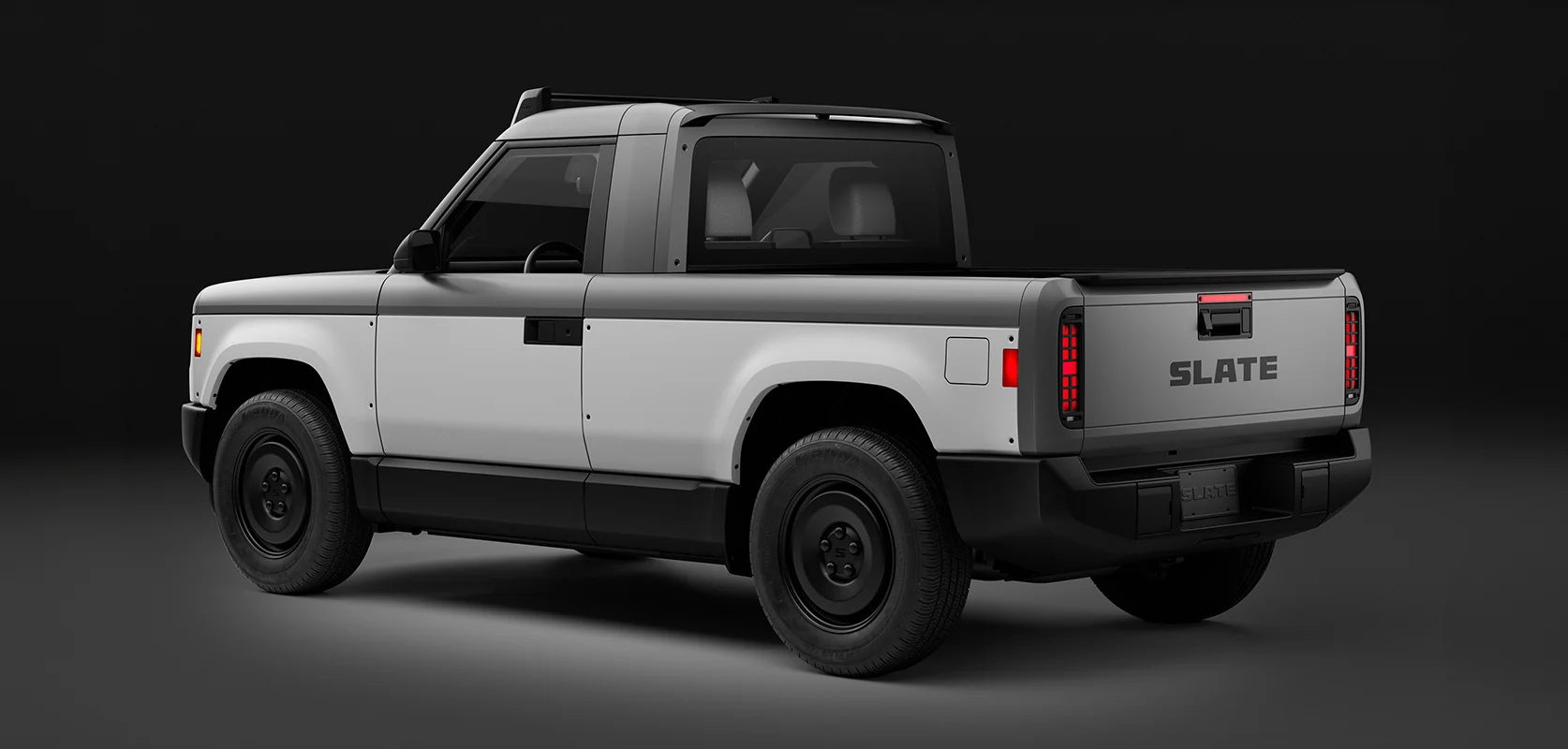 Rear view of Slate Truck with lower body wrap
