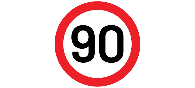 Speed sign for 90 km/h.
