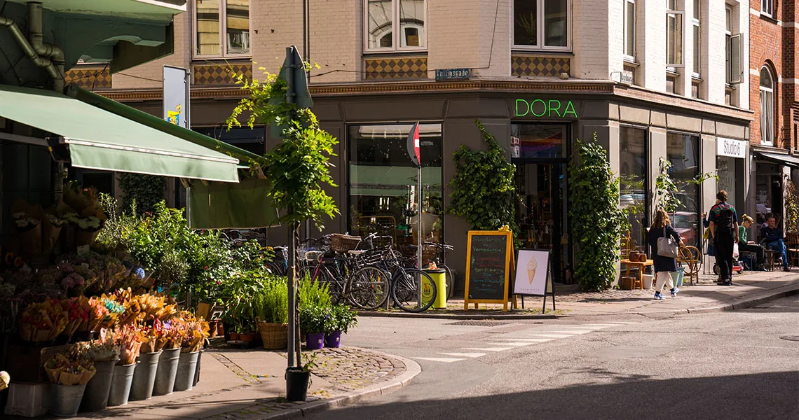 Butiker på Værnedamsvej på Frederiksberg.