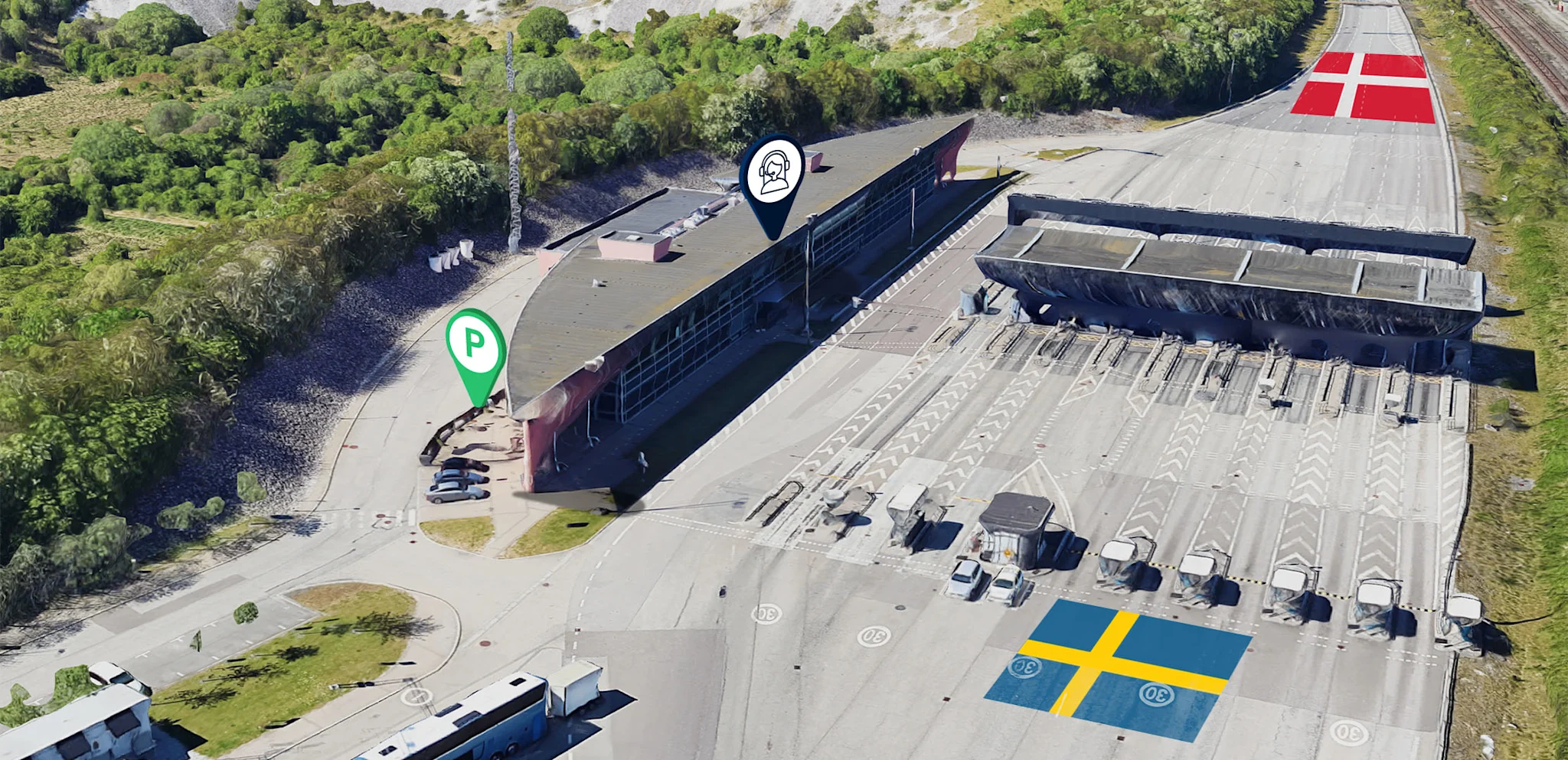 Through the Øresund bridge toll station - Øresundsbron