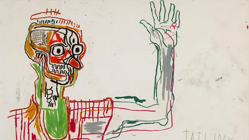 En av Basquiats teckningar av människor från 1982.