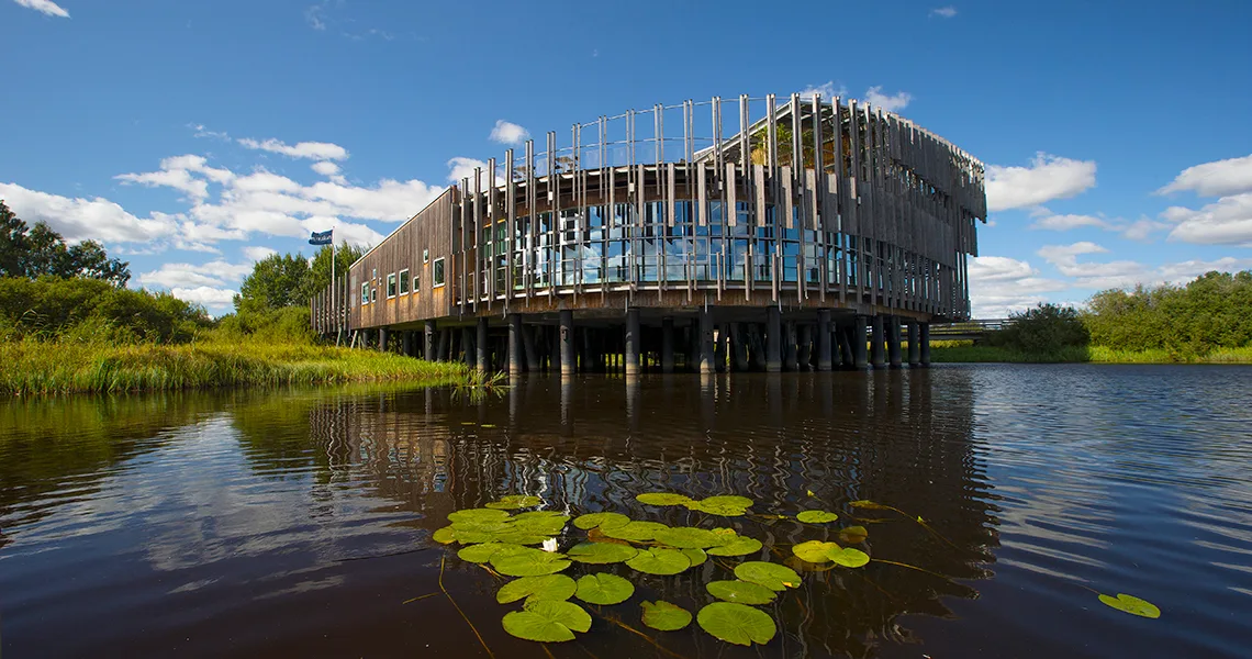 Naturum Vattenriket er et besøgscenter i Kristianstad bygget på træpæle i vand.