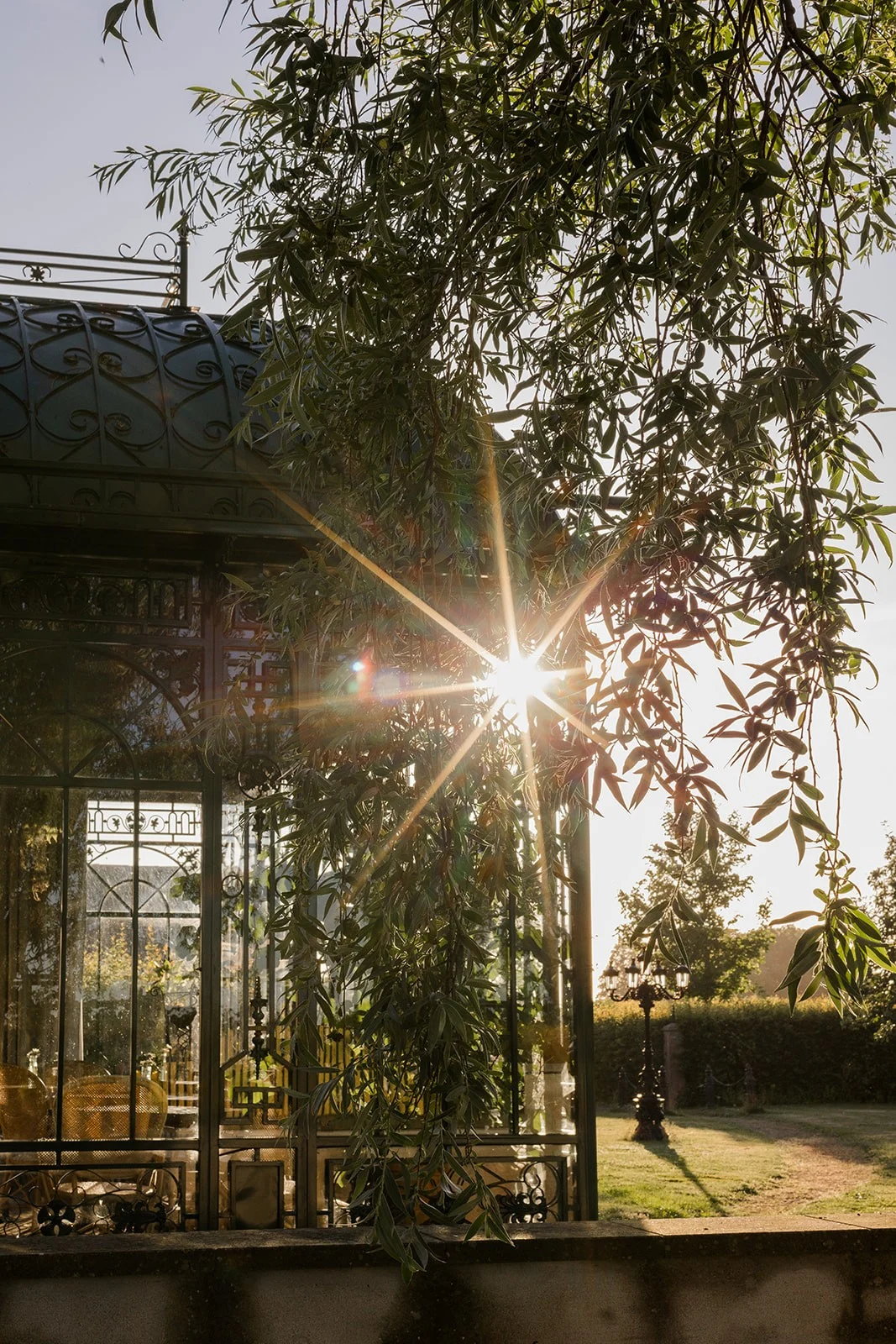 Idala Gårds orangeri hvor solen skinner ind.