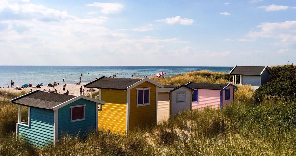 Badehytter på stranden ved Skanör-Falsterbo.