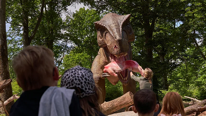 Børn i Dino-land hos Skånes Djurpark.