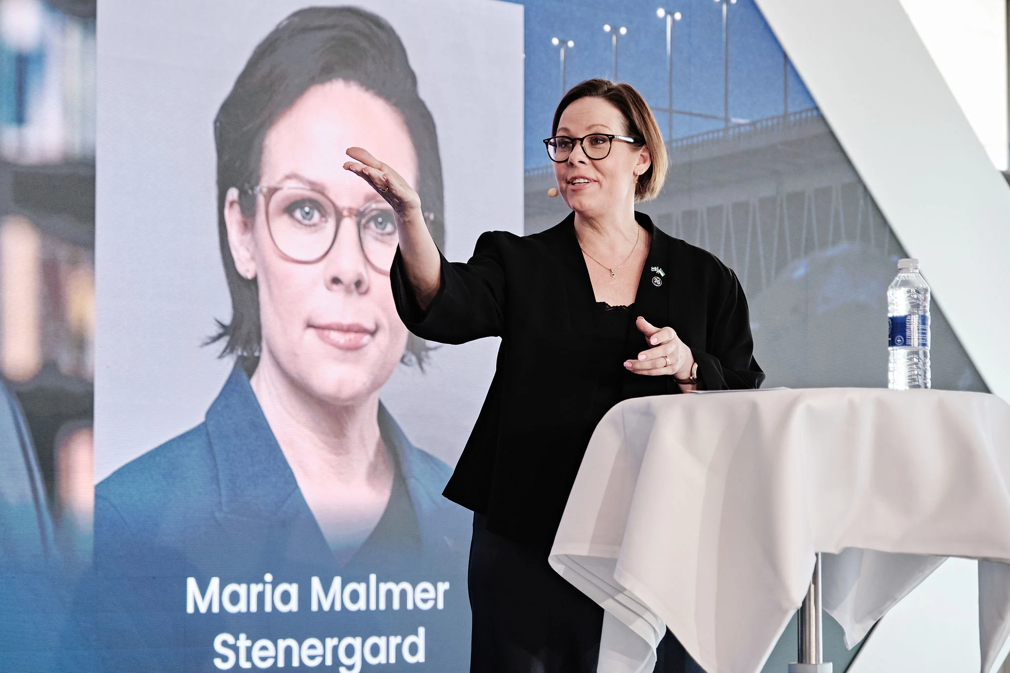 Sveriges utrikesminister, Maria Malmer Stenergard, vid Øresund Talks 2025