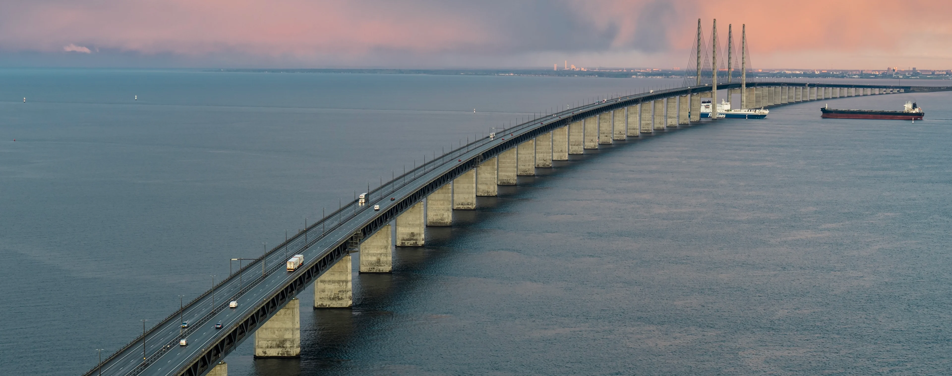 Øresund Bridge seen from an airplane