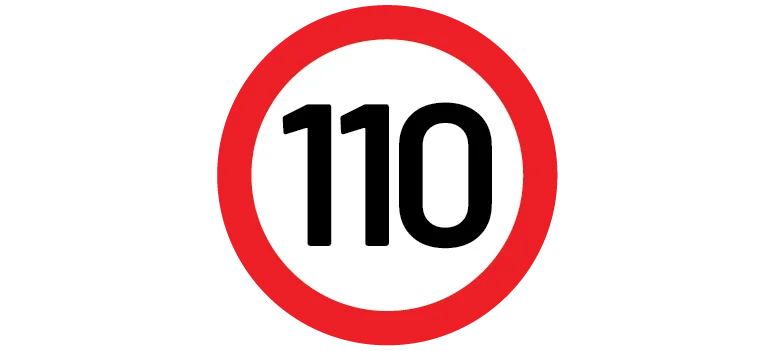 Speed sign showing 110 km/h