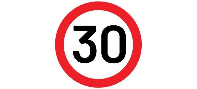 Speed sign showing 30 km/h