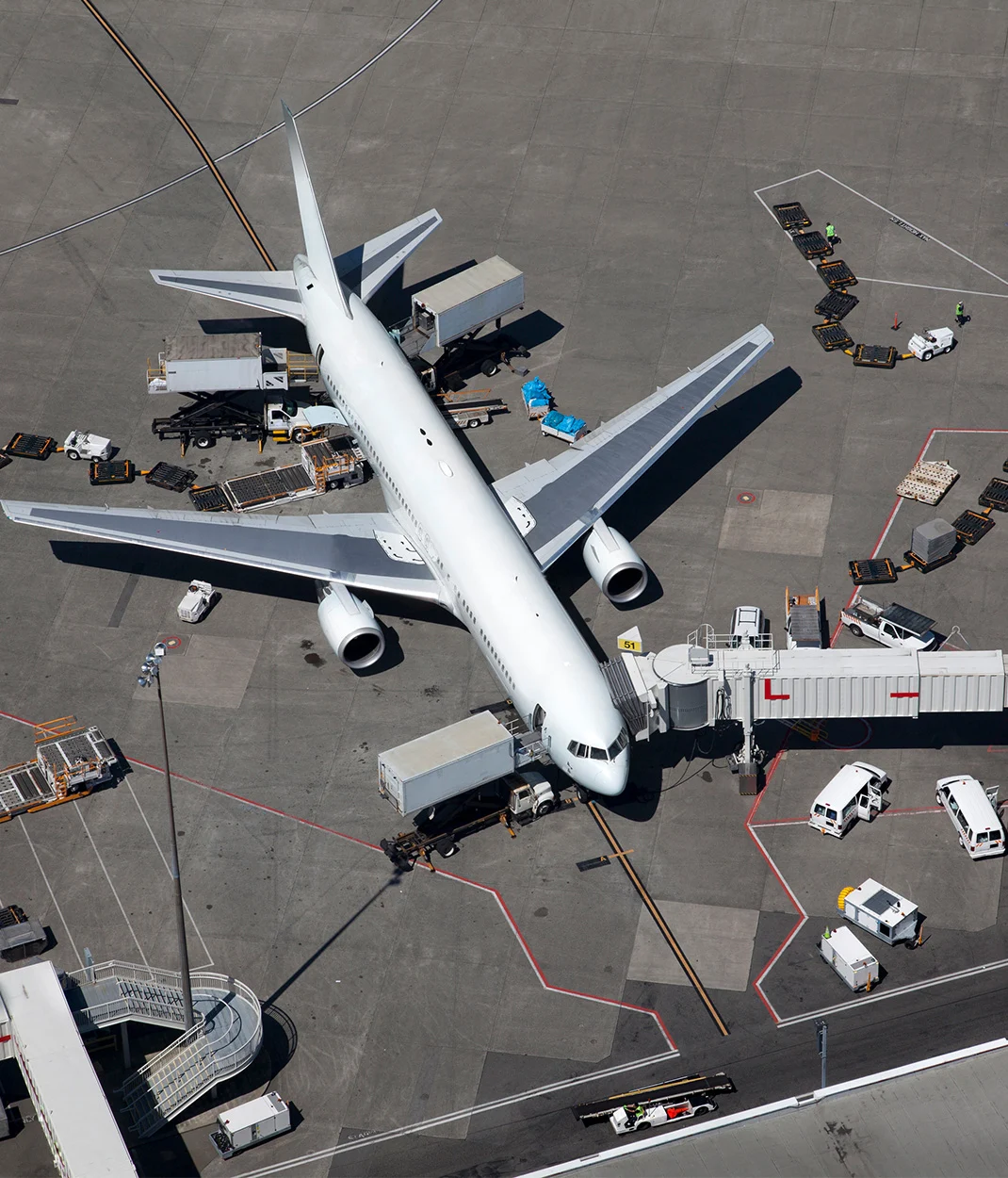 Plane waiting for departure on the tarmac at an international terminal