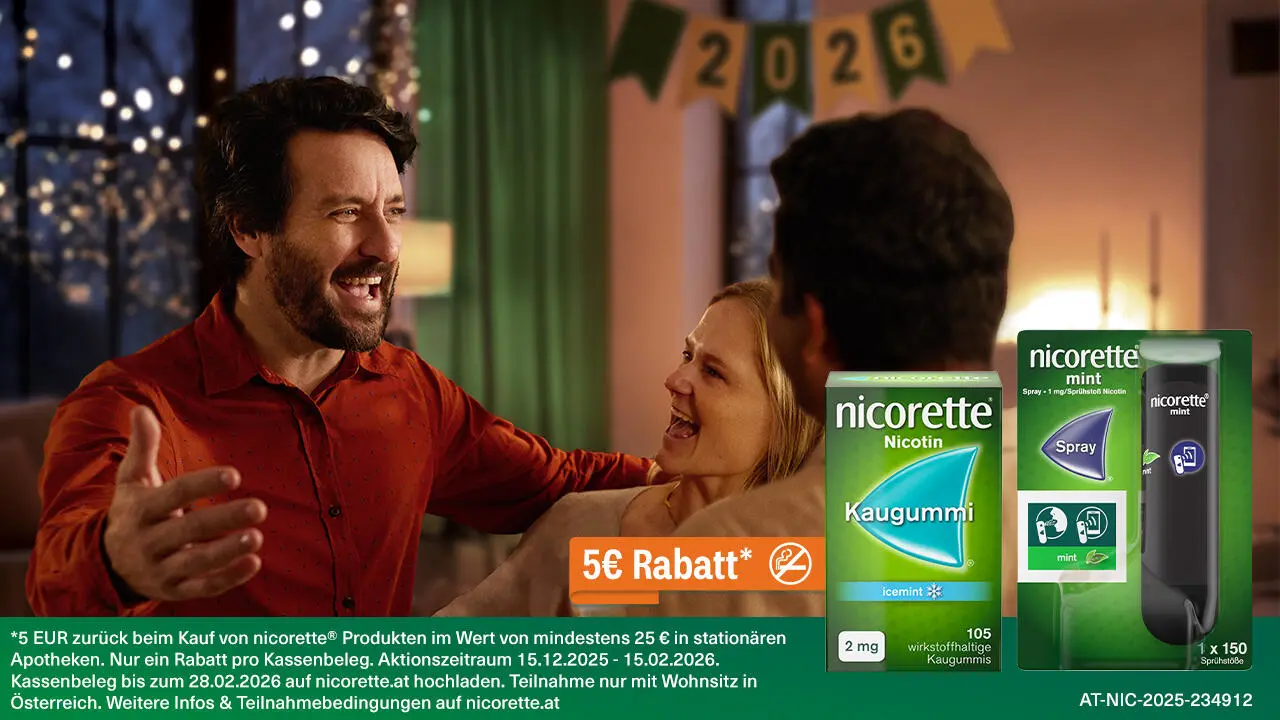 nicorette Rabattaktion - Jetzt 5 € Rabatt auf nicorette Produkte sichern!