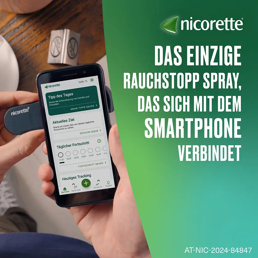 Nicorette Spray - Das einzige Spray, das sich mit dem Handy verbindet