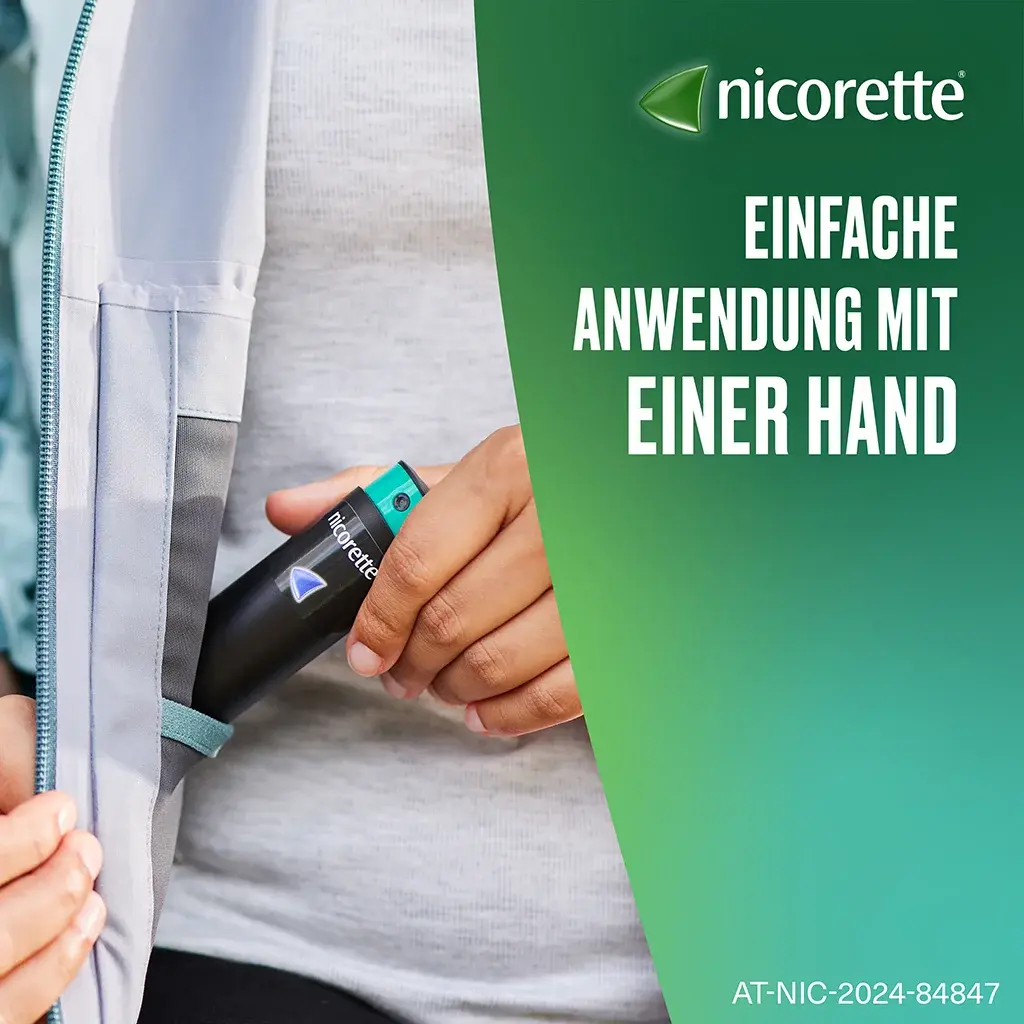 Nicorette Spray - Anwendung mit einer Hand