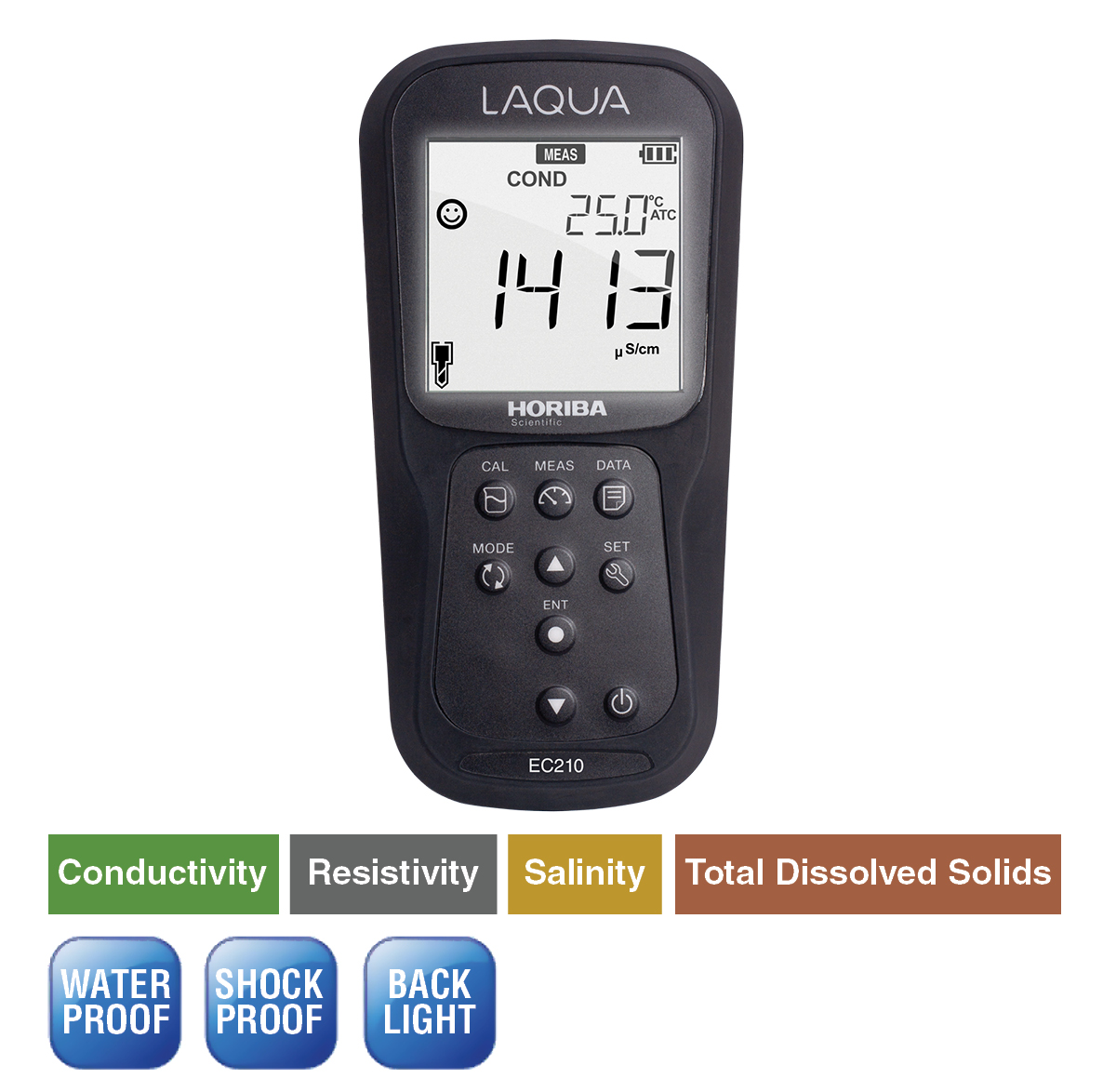 LAQUA EC210 Handheld Conductivity / Resistivity / Salinity / Total Dissolved Solids / Temperature Meter