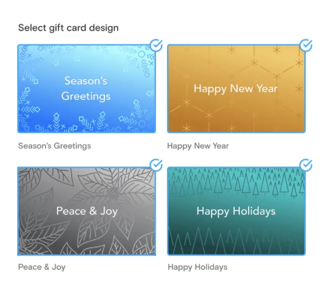 holiday gift cards