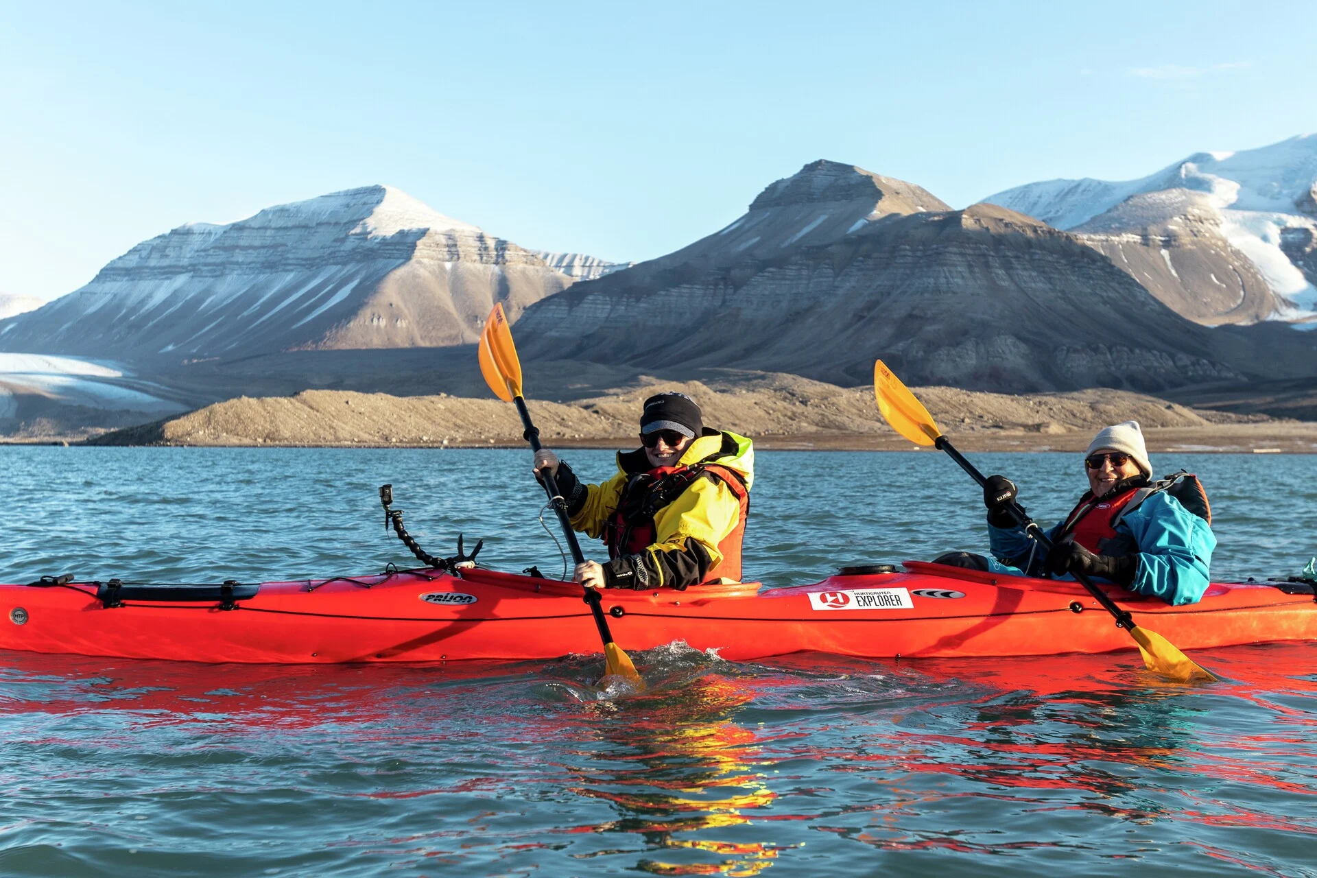 Kayaking at Brucebyen, Svalbard