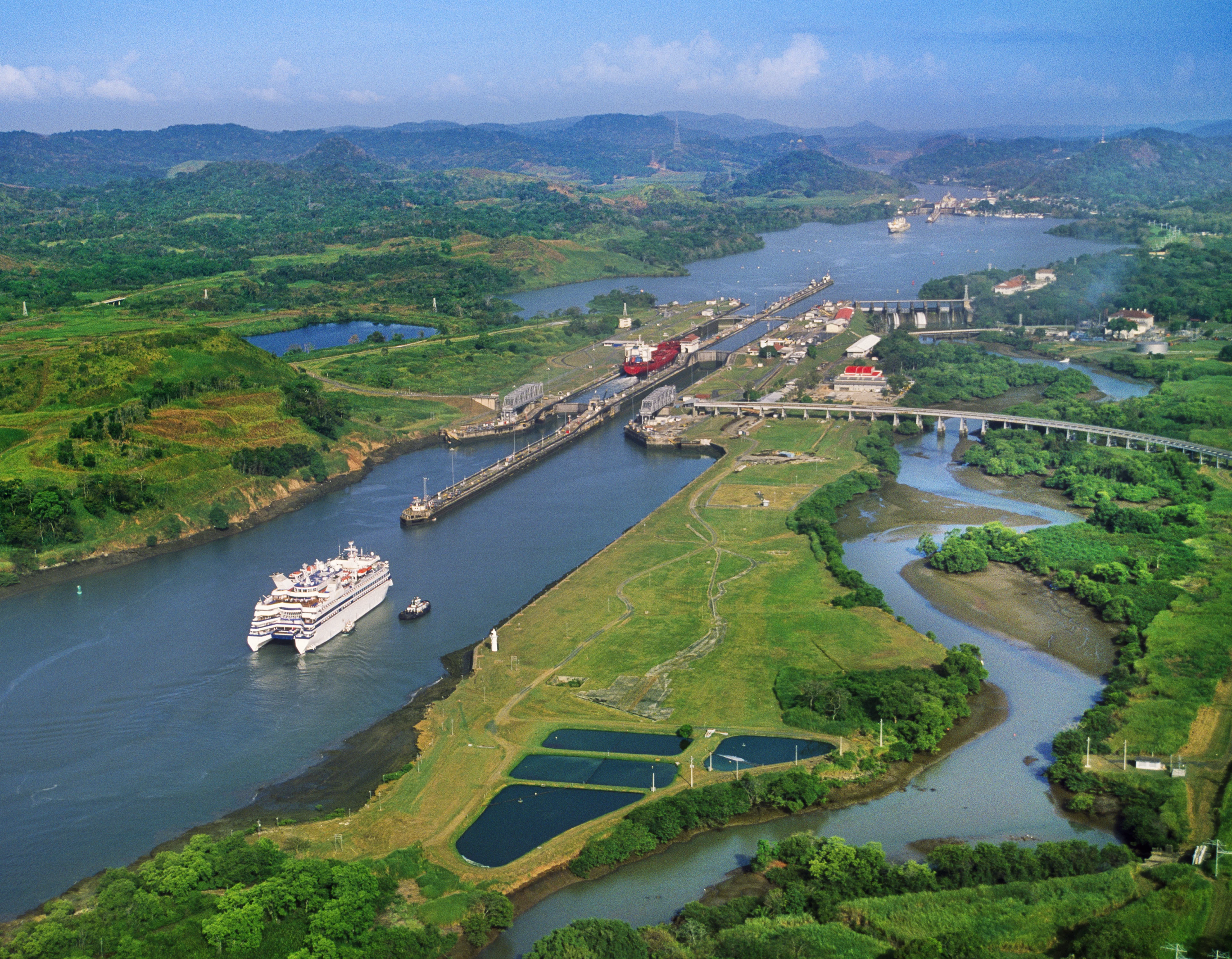 Panoramic view of the Panama Canal