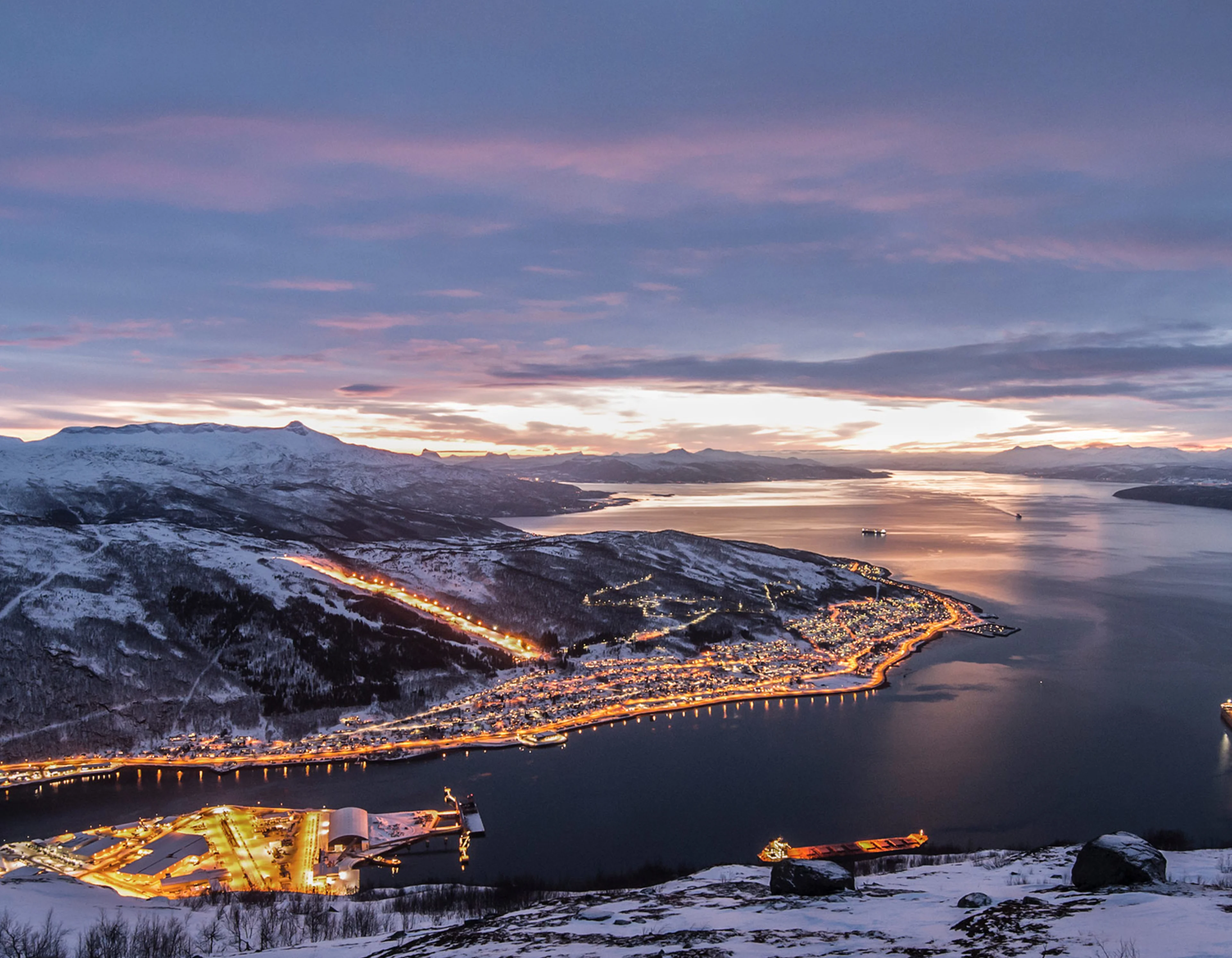 Narvik from above in winter.