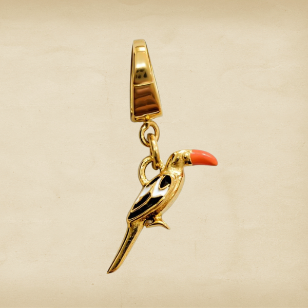 African Hornbill gold charm