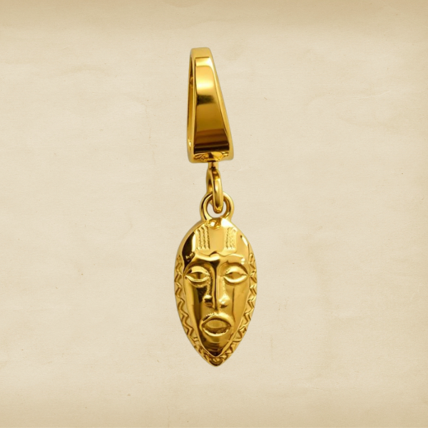 African Mask gold charm