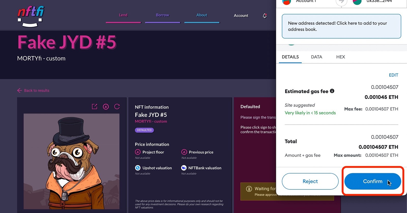 How to lend NFTfi 15