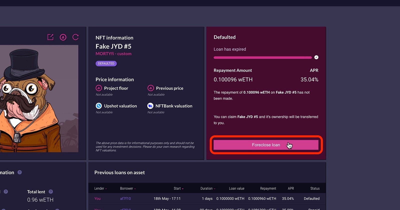 How to lend NFTfi 14