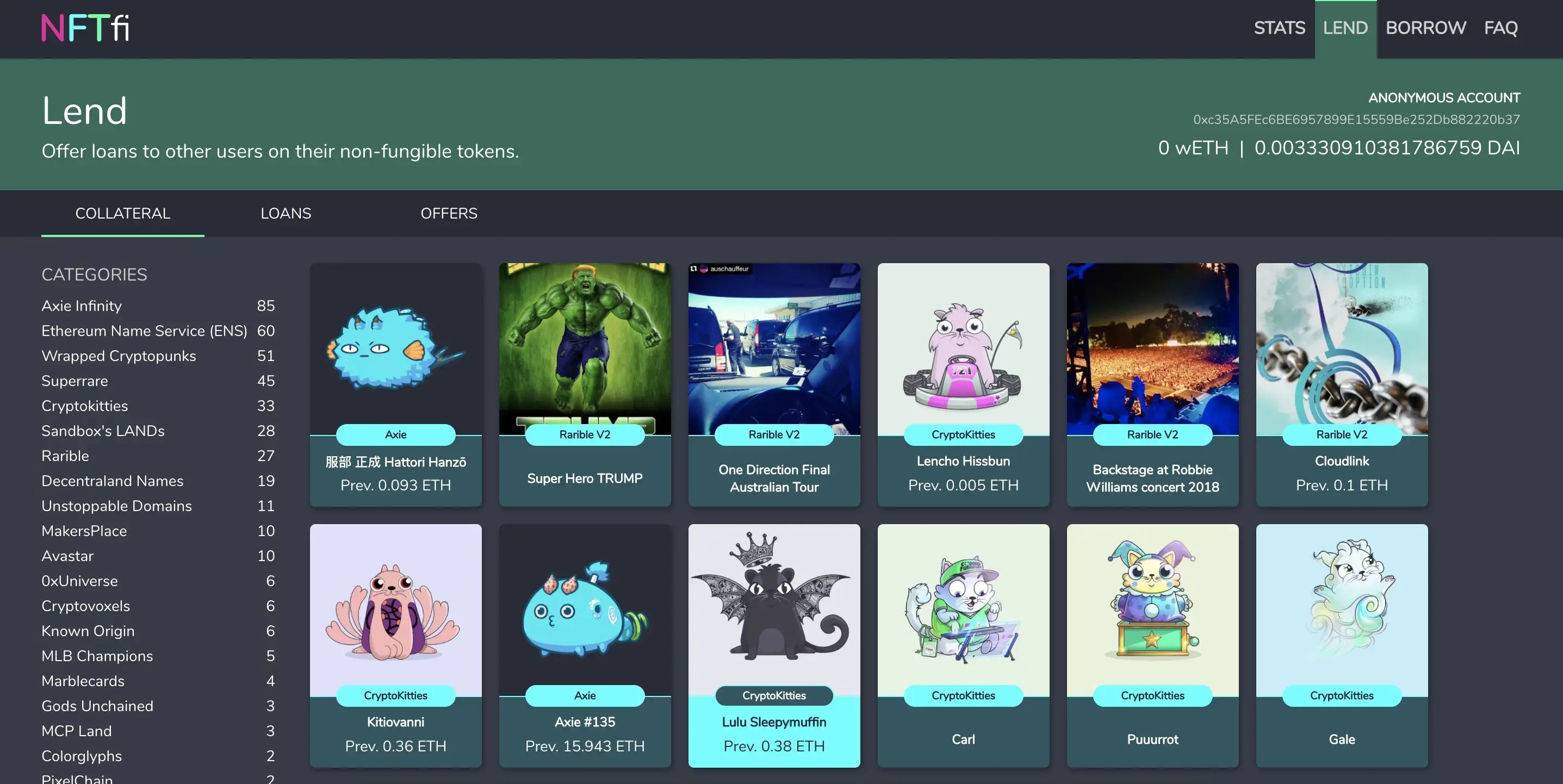 Three lending strategies on NFTfi