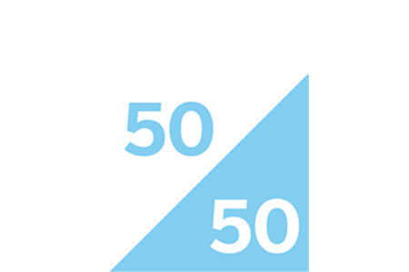 Numbers displaying 50/50 split