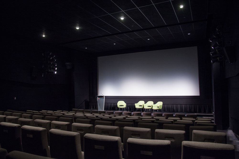 Interior shot of Cinema 4 with rows of empty seats