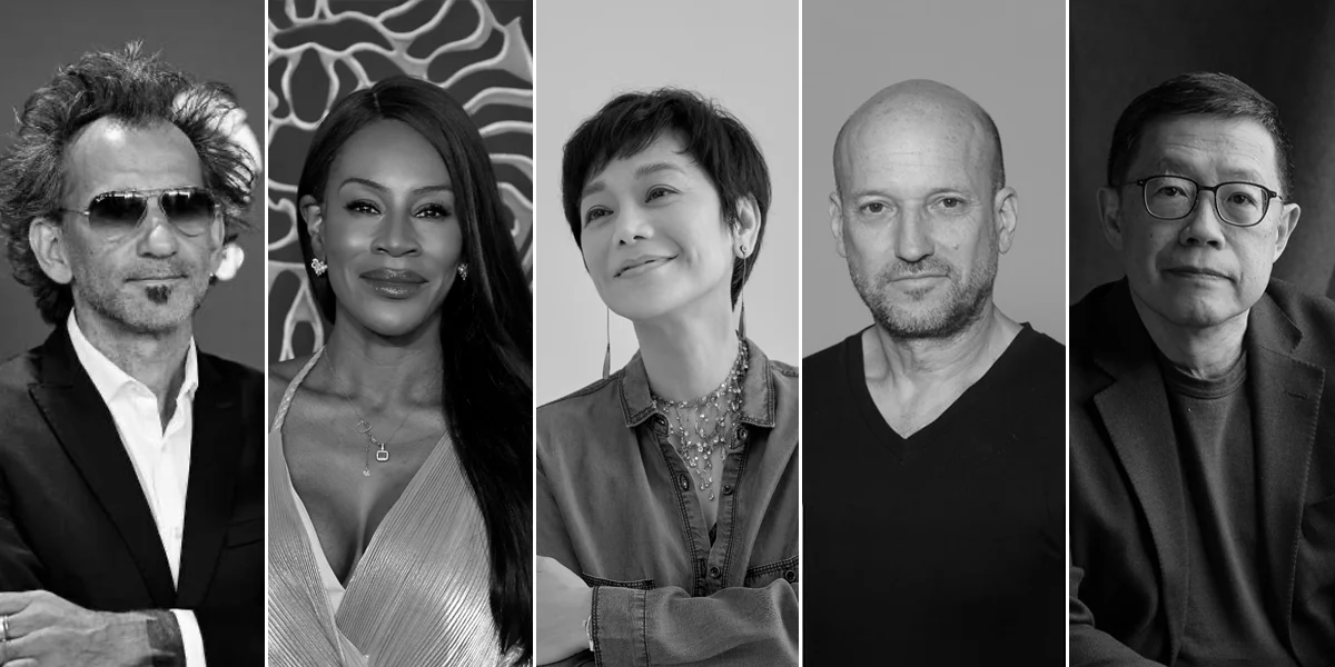 Black and white portrait collage of five adults, including men and women of diverse backgrounds.