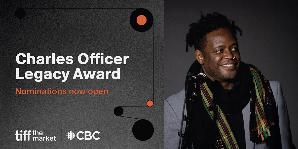 Promotional image for Charles Officer Legacy Award showing smiling person in grey jacket with colorful scarf