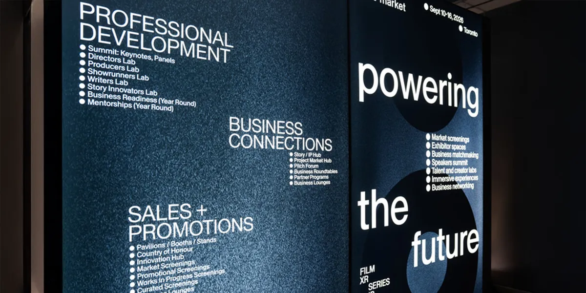 Business conference display showing Professional Development, Business Connections, and Sales sections