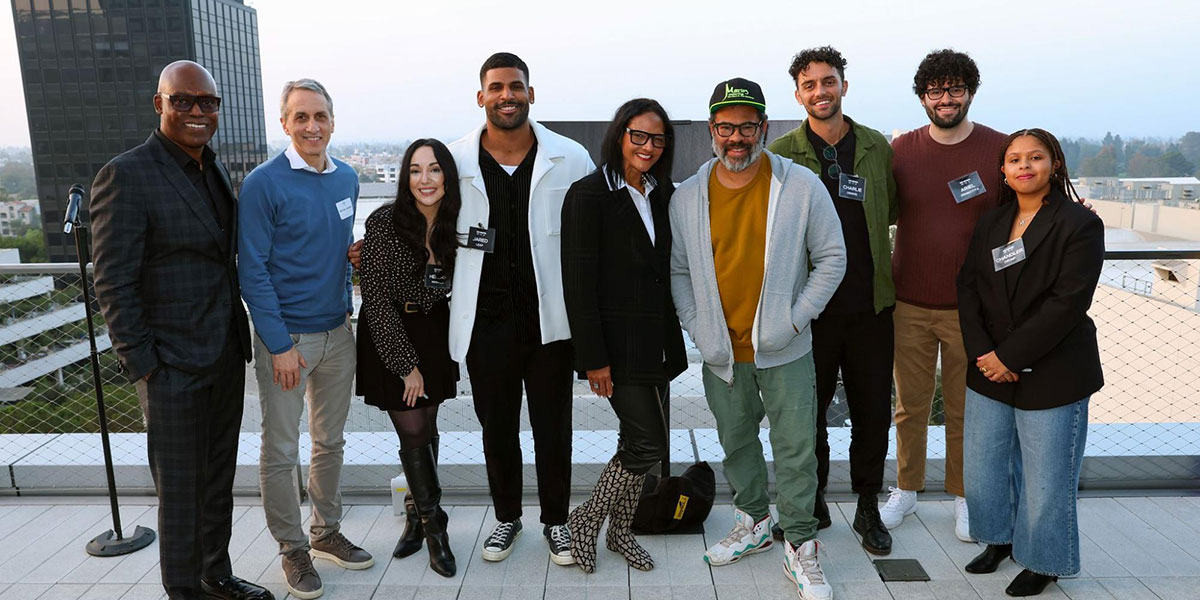 (L-R) Cameron Bailey, Peter Cramer, Helena Hawkes, Jared Leaf, Janine Jones-Clark, Jordan Peele, Charlie Dennis, Ariel Zengotita, and Chandler Crump Leon Bennett/Getty Images