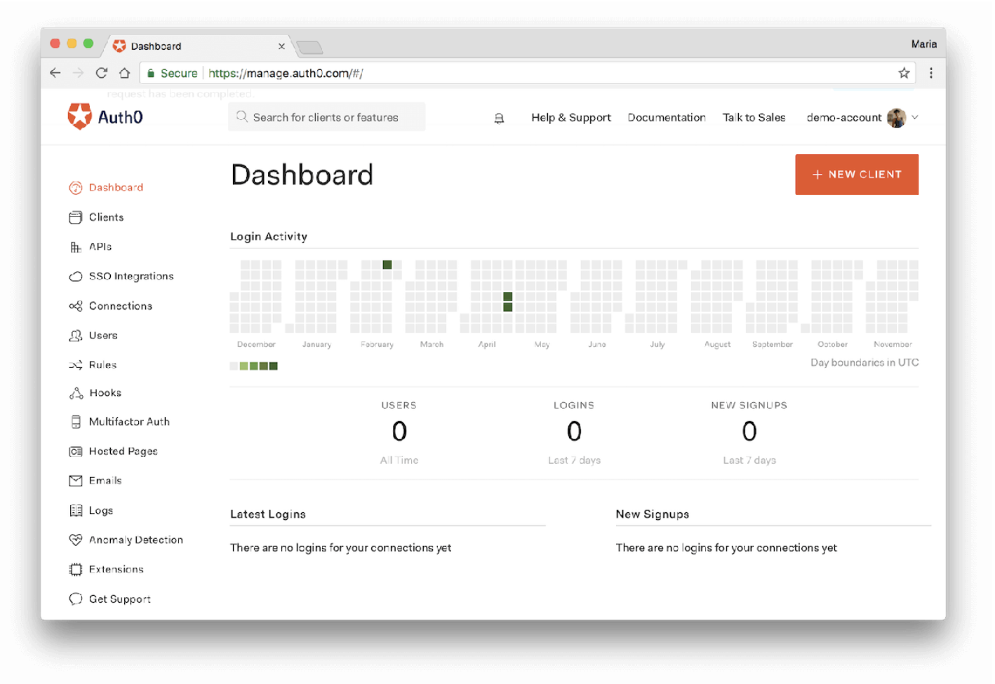 The Auth0 Dashboard