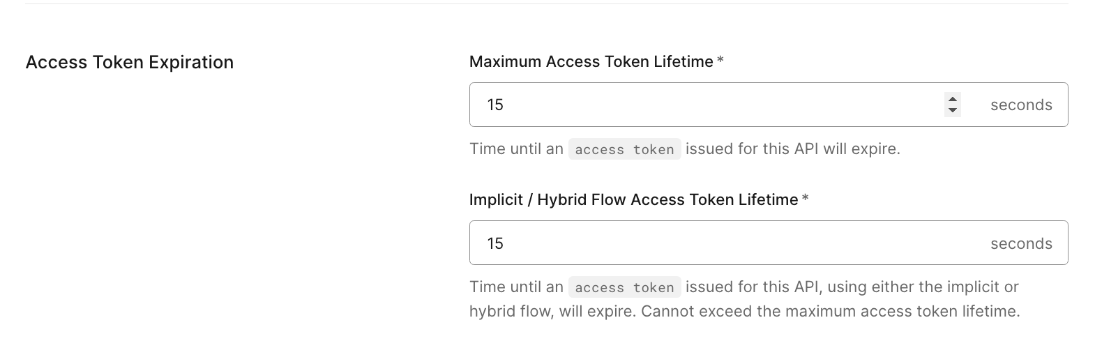 Access Token Expiration Option