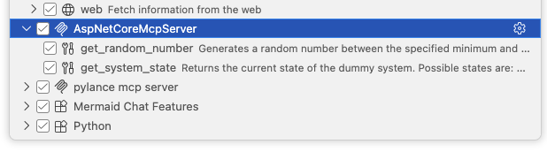 List two tools for the MCP server on VSCode