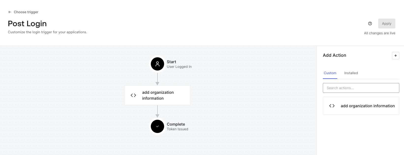 Auth0 Management Dashboard - Actions - Flow