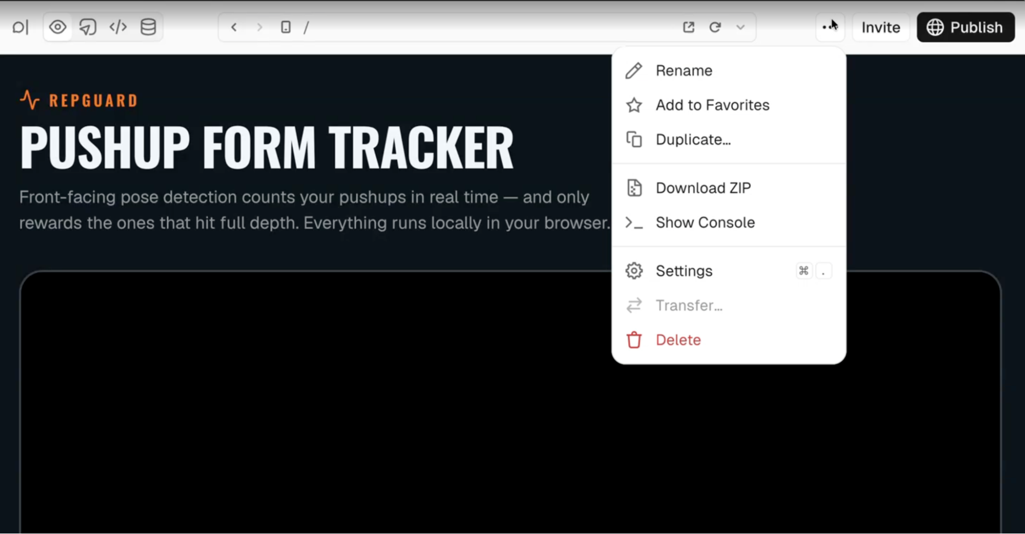 v0’s project settings page  