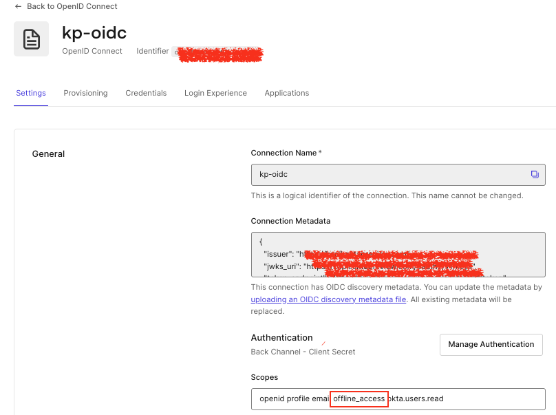Configure Scopes for Auth0 Application