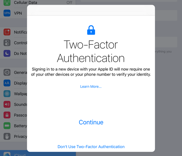 Apple's two factor authentication