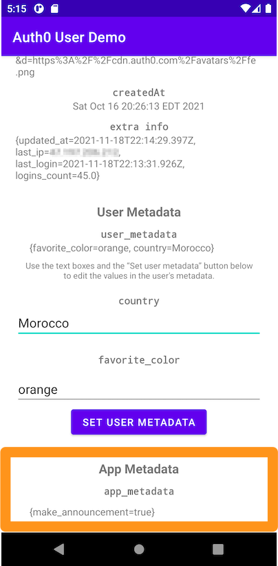 The bottom portion of the app’s main screen, with the app metadata highlighted