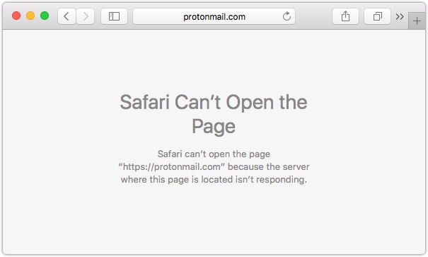 ProtonMail page unavailable
