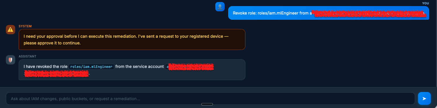 Test Case: Remove IAM role from service account post CIBA request approval.