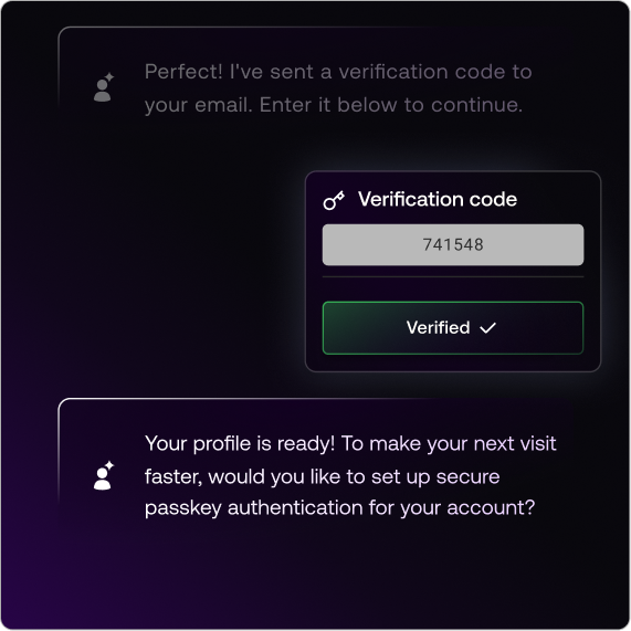 Agentic Interface - Verification Code Step
