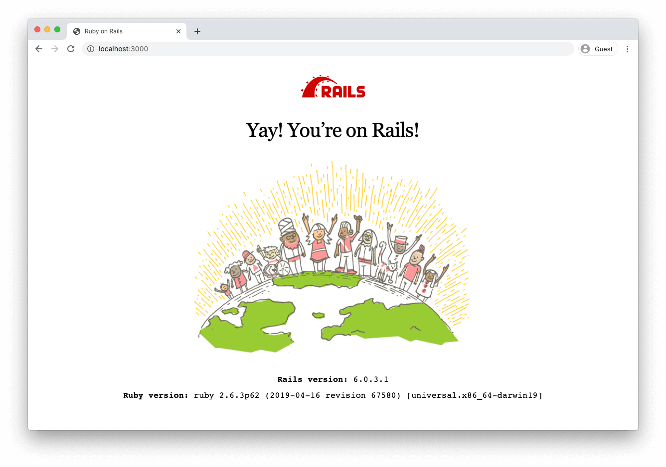 Rails greeting screen