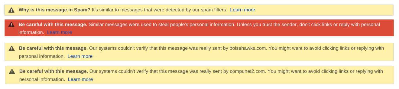 Spam detection warnings