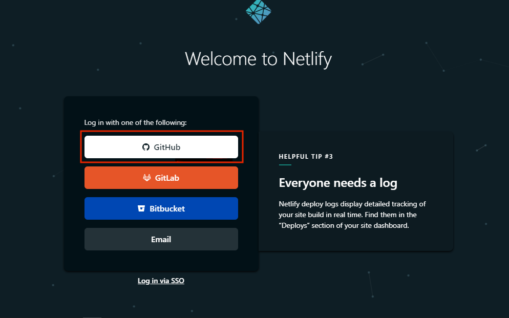 Netlify sign-in page